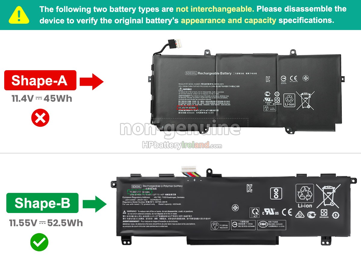HP SD03XL Battery Replacement Ireland